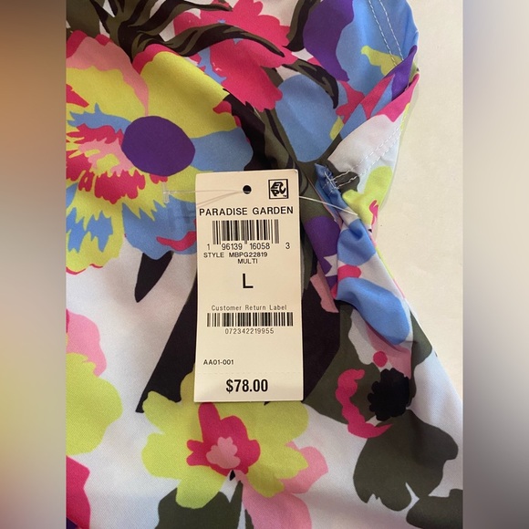 BAR III Women's Paradise Garden Drawstring Caftan Swim Cover Up Size Large NWT - Picture 9 of 10